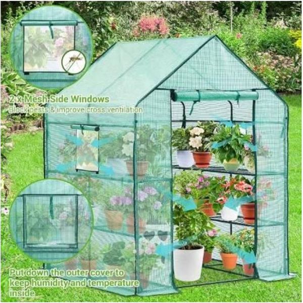 Â FCL Walk-In Greenhouse with Metal Frame 56"x56"x77"