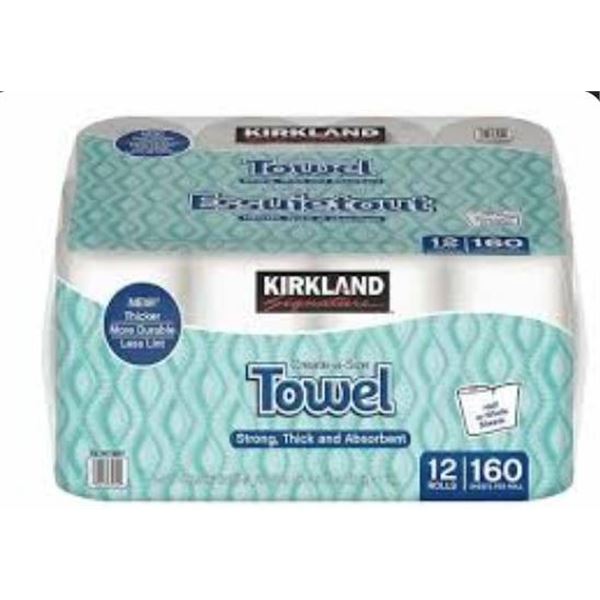 Kirkland Create-A-Size Paper Towels, Strong and Absorbent, 12 Rolls