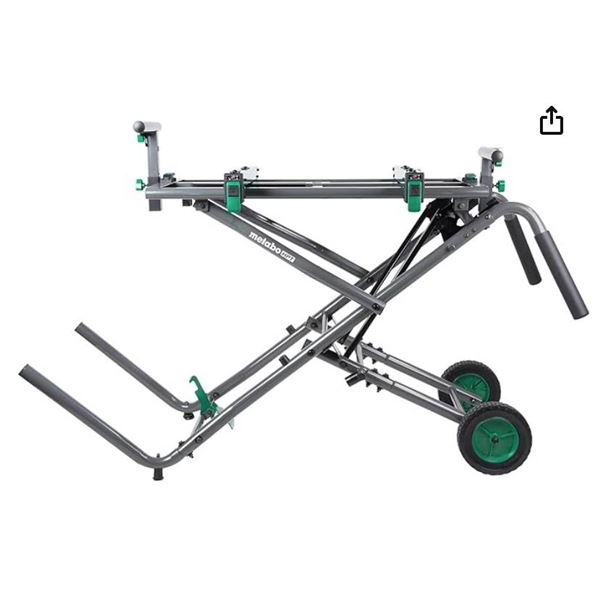 Metabo HPT Miter Saw Stand, Fold and Roll, Large 8-Inch Rubber Wheels, Heavy-Duty Tubular Steel Cons