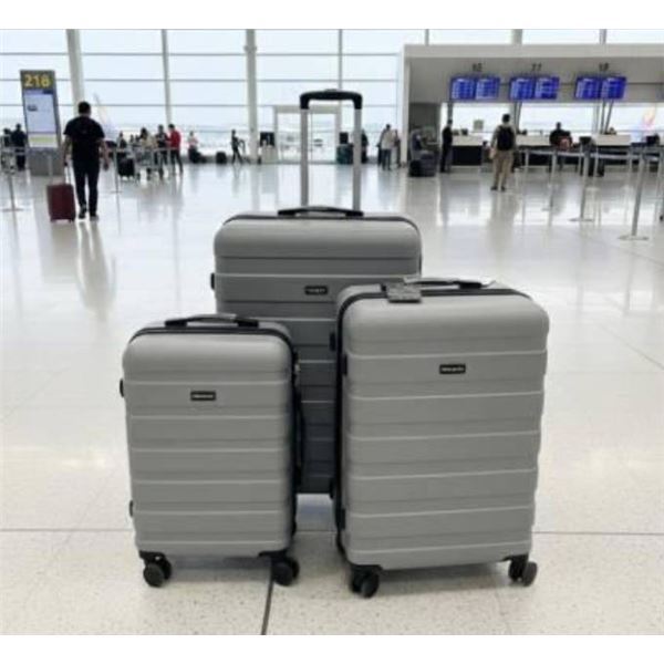 Pack & Fly 3-Piece Black Edition Luggage Set With Cabin, Medium, and Large SizesÂ Silver