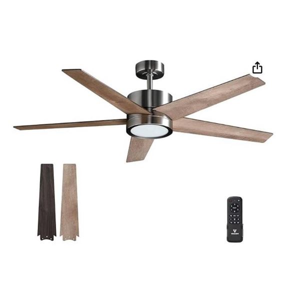 VAGIZMÂ Ceiling Fan 52'' With Light: Modern Remote Control Fans Downrod Mounted - Quiet Reversible D