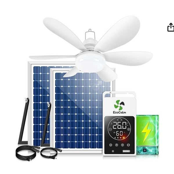 EcoCalm 20-Inch Solar Ceiling Fan Light, Model KP-SCFL20
