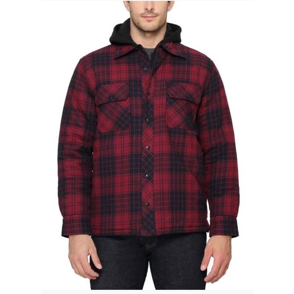BC Clothing Co. XL/TG Red Plaid Jacket with Removable Hood