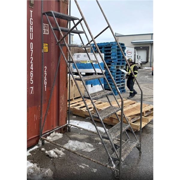 Metal Rolling Safety Ladder with Handrails