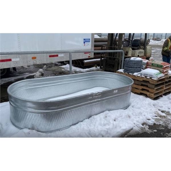 HW Oval Galvanized Metal Livestock Water Tank-8ft x 2ft