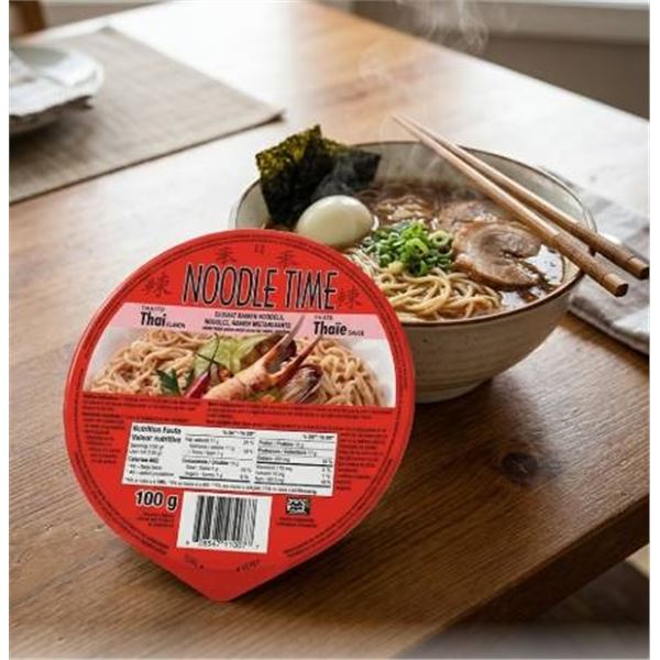 Noodle Time Instant Ramen Noodles, Thai Flavor, 100 g, Lot of 11 Bowls