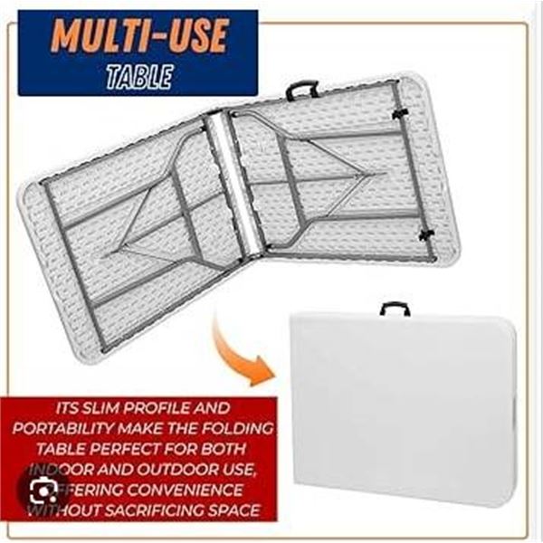 Folding Plastic Table with Integrated Handle and Locking Mechanism