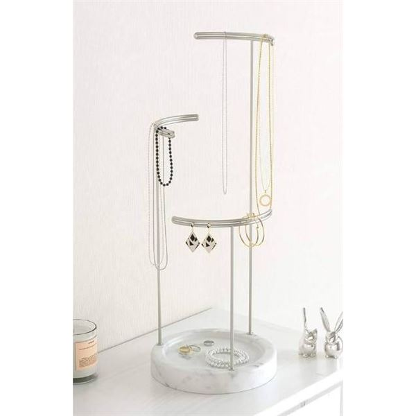 Umbra Tesora Jewelry Stand with Marble Base and Three-Tier Design