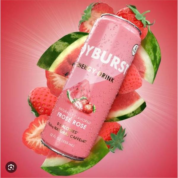 24 x 355ml Cans of Joyburst Sparkling Water, Rose Rose Flavour