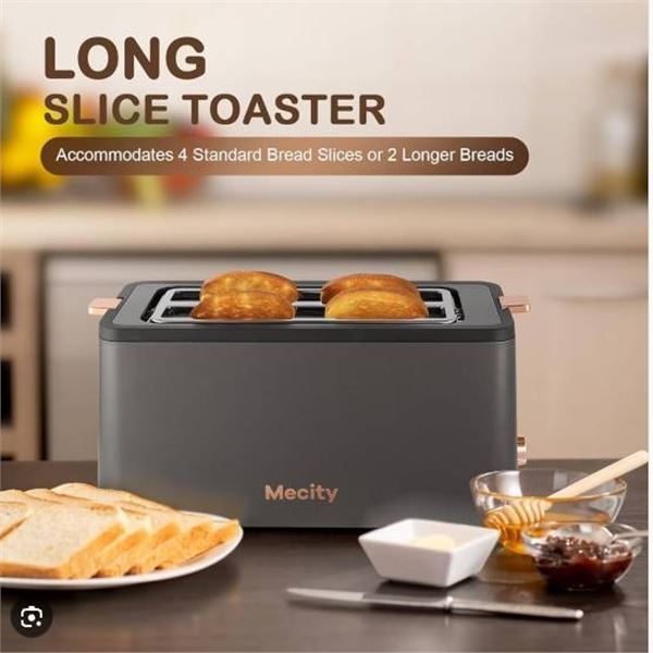 Mecity T-42AUB Toaster with Dual-Slot Design