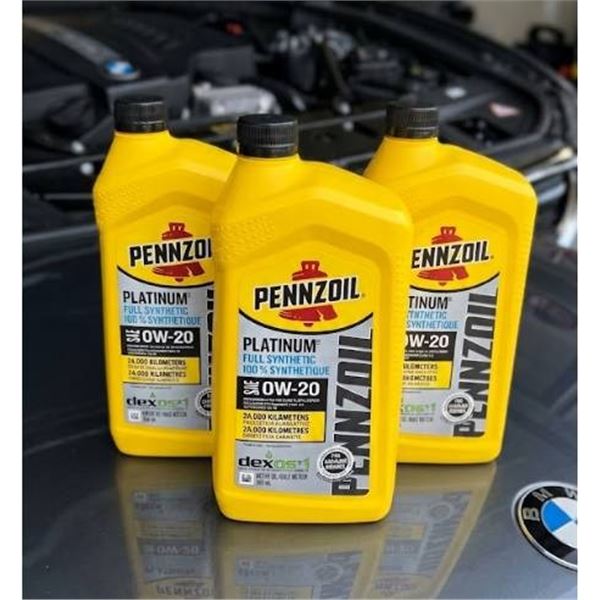 Pennzoil Platinum SAE 0W-20 Full Synthetic Motor Oil, 3 x 946mL Bottles