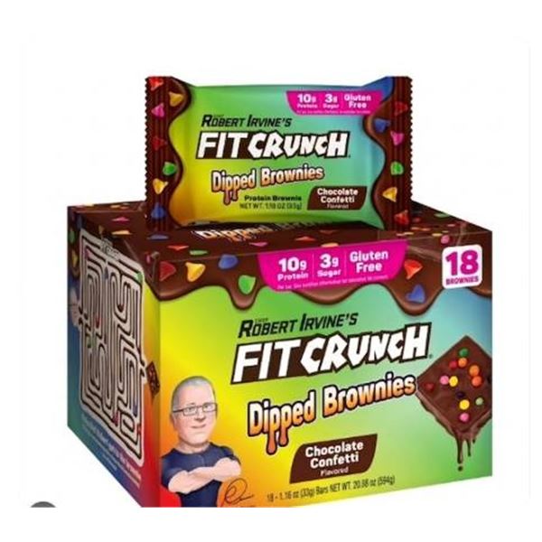 Robert Irvine's Fit Crunch Dipped Brownie, Chocolate Confetti, 18 Count