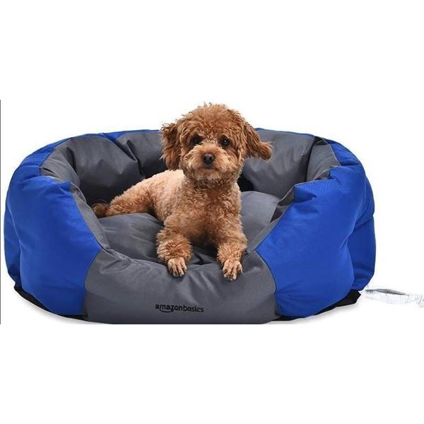 Amazon Basics Water-Resistant Oval Pet Bed, Large, Royal Blue