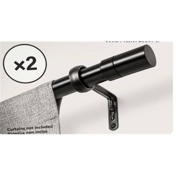 Umbra Black 2-Pack Curtain Rods, 40-88 in. Length, 1 in. Diameter