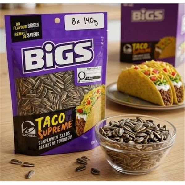 Bigs Taco Supreme Sunflower Seeds 8 x 140g