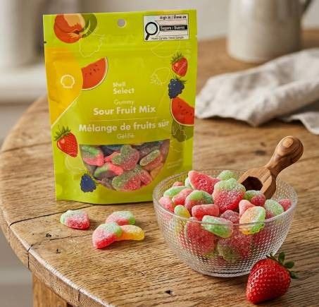 Shell Select Gummy Sour Fruit Mix, 150g, Case of 12