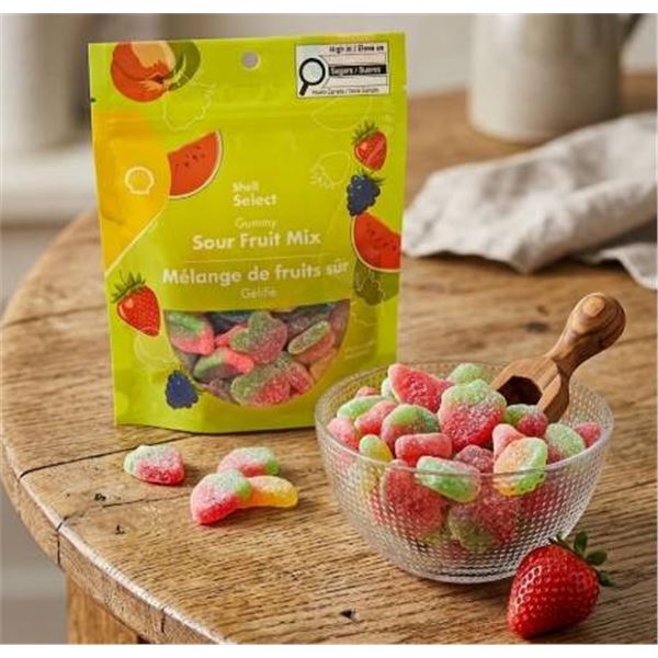 Shell Select Gummy Sour Fruit Mix, 150g, Case of 12