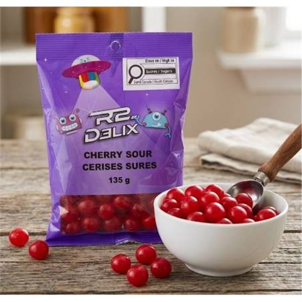 RR Delix Cherry Sour Candies, 135 g, Lot of 12