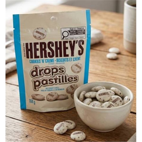 Hershey's Cookies 'n' Creme Drops Pastilles, 104g, Case of 36