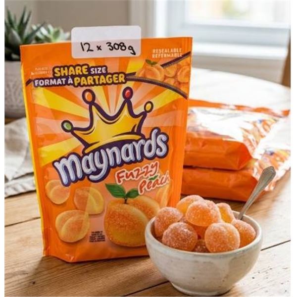 Maynards Fuzzy Peach Candy Share Size 12 Packs x 355g