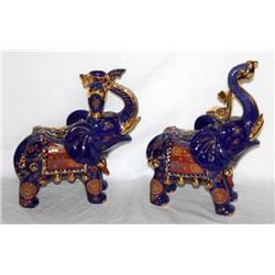 2 Ceramic Elephant Statues