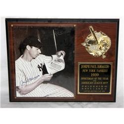 Autographed Joe Dimaggio Photo Plaque