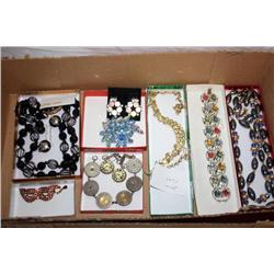 Box Lot of Vintage Collectible Costume Jewelry