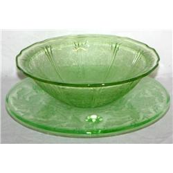 Vaseline Glass Plate and Bowl