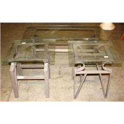 Set of 3 Glass Top Tables