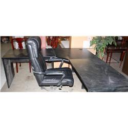 Desk and Leather Office Chair