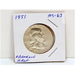 1951 MS63 Franklin Half Dollar