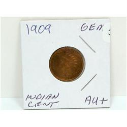 1909 Indian Head Penny Gem AU