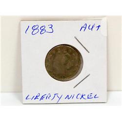 1883 Liberty Nickel AU No Cents