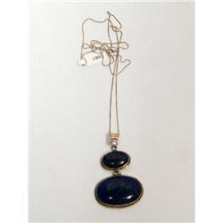 Vintage 925 Necklace & Pendant Lapis Lazuli Pearl