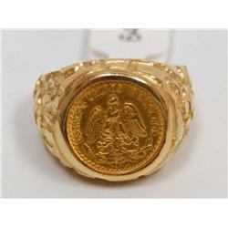 14K Gold Ring With 2 Peso Gold  Coin