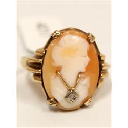 1930's Diamond Cameo Carved Vintage Ladies Ring