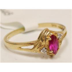 10K Gold Ring With Ruby & Diamonds