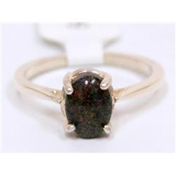 Sterling Silver Ring With Black Opal