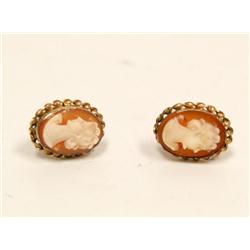 12KGF Cameo Van Dell Earrings