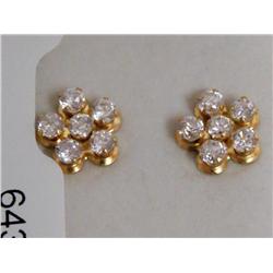 10K Gold Earrings With CZ Cluster