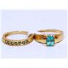 Image 2 : 14K Gold Turquoise W/Diamonds & Coin Rings