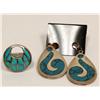 Image 1 : Sterling Silver W/Turquoise Earrings & Ring Signed