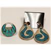 Image 1 : Sterling Silver W/Turquoise Earrings & Ring Signed