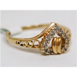 14K Gold Ring With Diamonds Heart