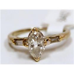 1.25Ctw Solitaire Marquise & Baguettes Ladies Ring