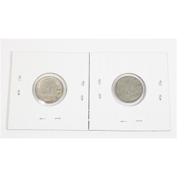 #36  WW2 1944 10 Cent Silver Dimes Canada Lot