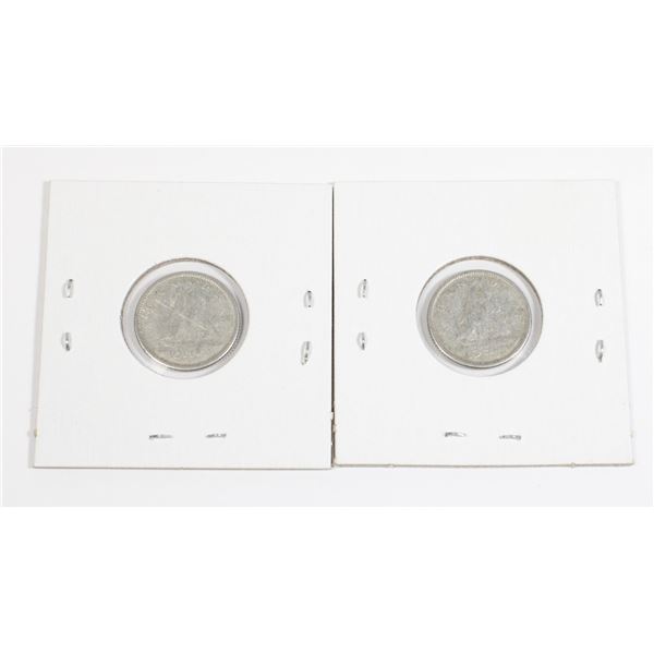 #42 1955 Canada 10 Cent Silver Dime Lot of 2