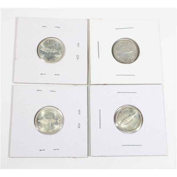 #49 1967 10 Cent Silver Dimes Canada Lot of 4