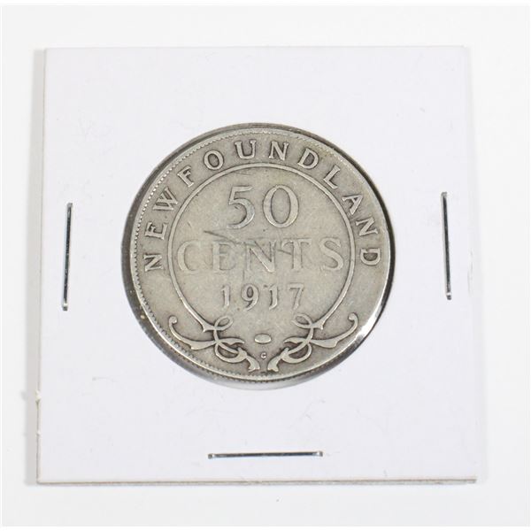 #54 WW1 1917 50 Cents Newfoundland Silver Coin