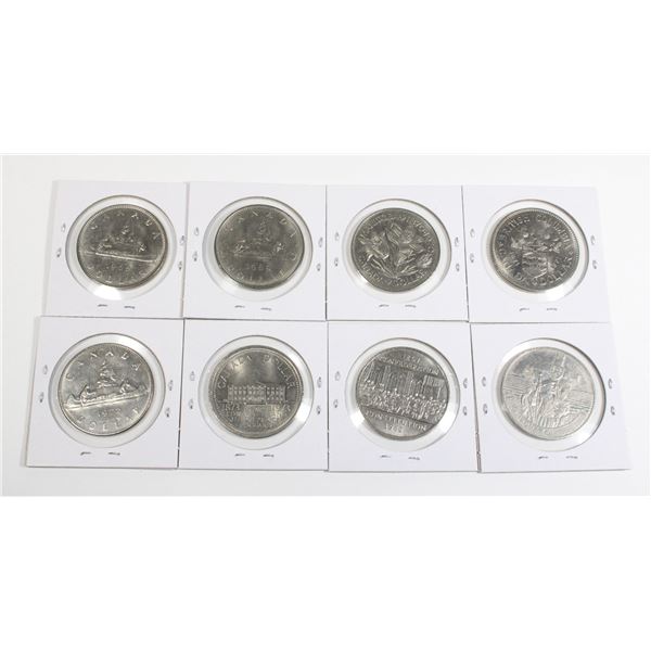 #58 Lot of 8 Canada Voyageur Dollars 1968 1984